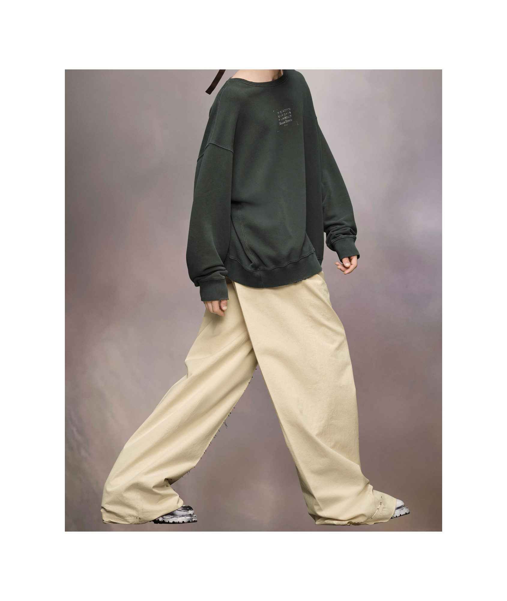 Maison Margiela Men's Charcoal Cotton Sweatshirt In Black