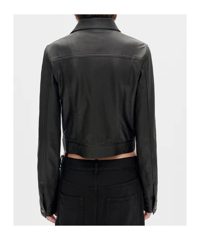 Ann Demeulemeester Long Sleeve Leather Jacket In Black