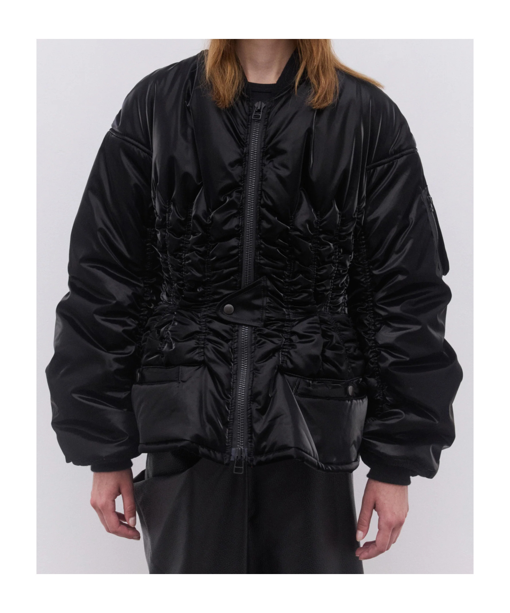 Junya Watanabe Rolled Sleeves Bomber Jacket In Black