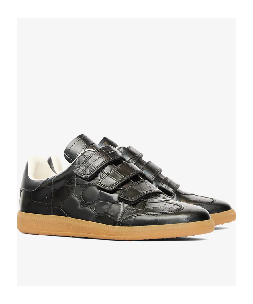 Isabel Marant Beth Croc-effect Leather Sneakers In Black