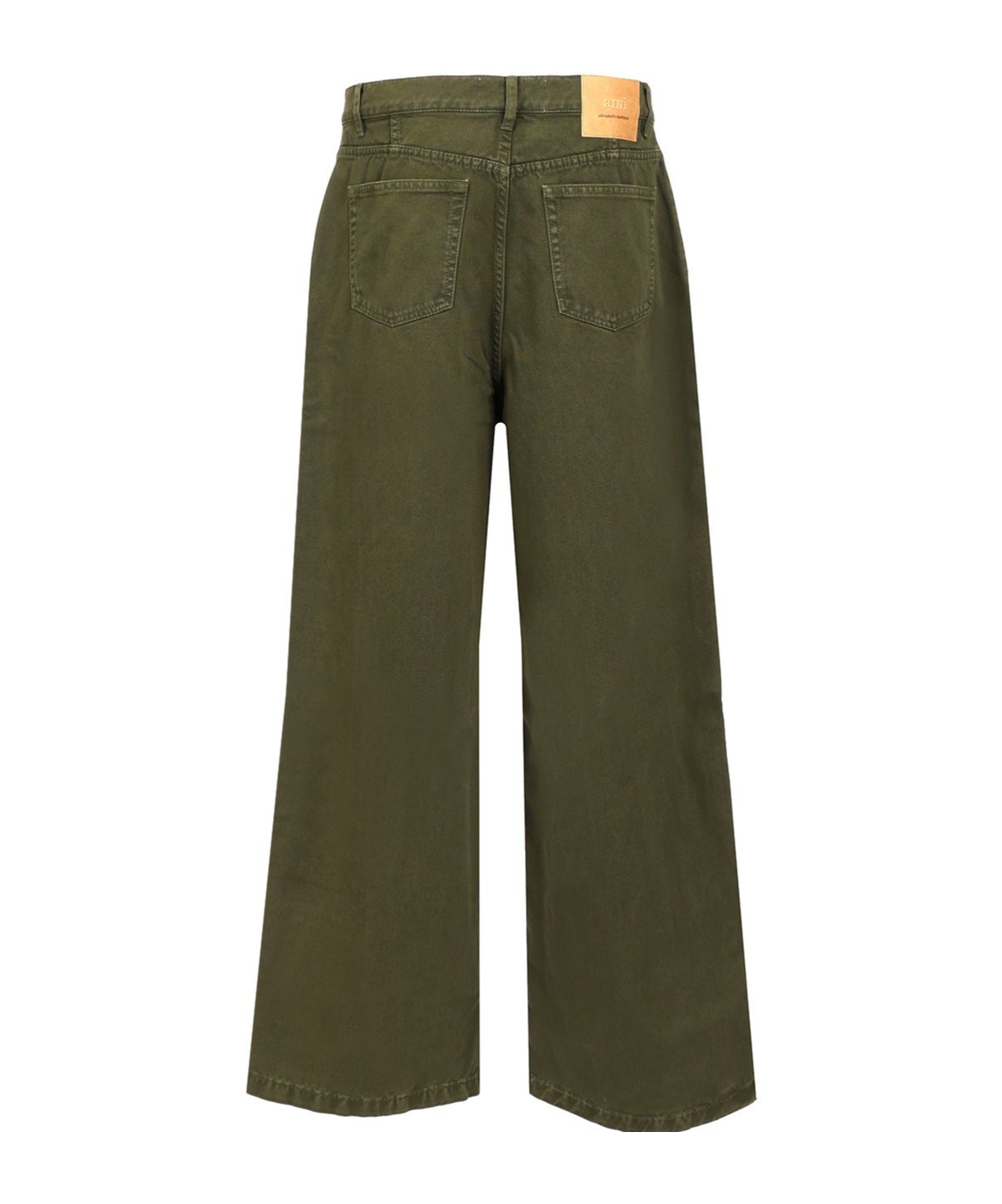 Shop Ami Alexandre Mattiussi Ami Wide Leg Jeans In Green