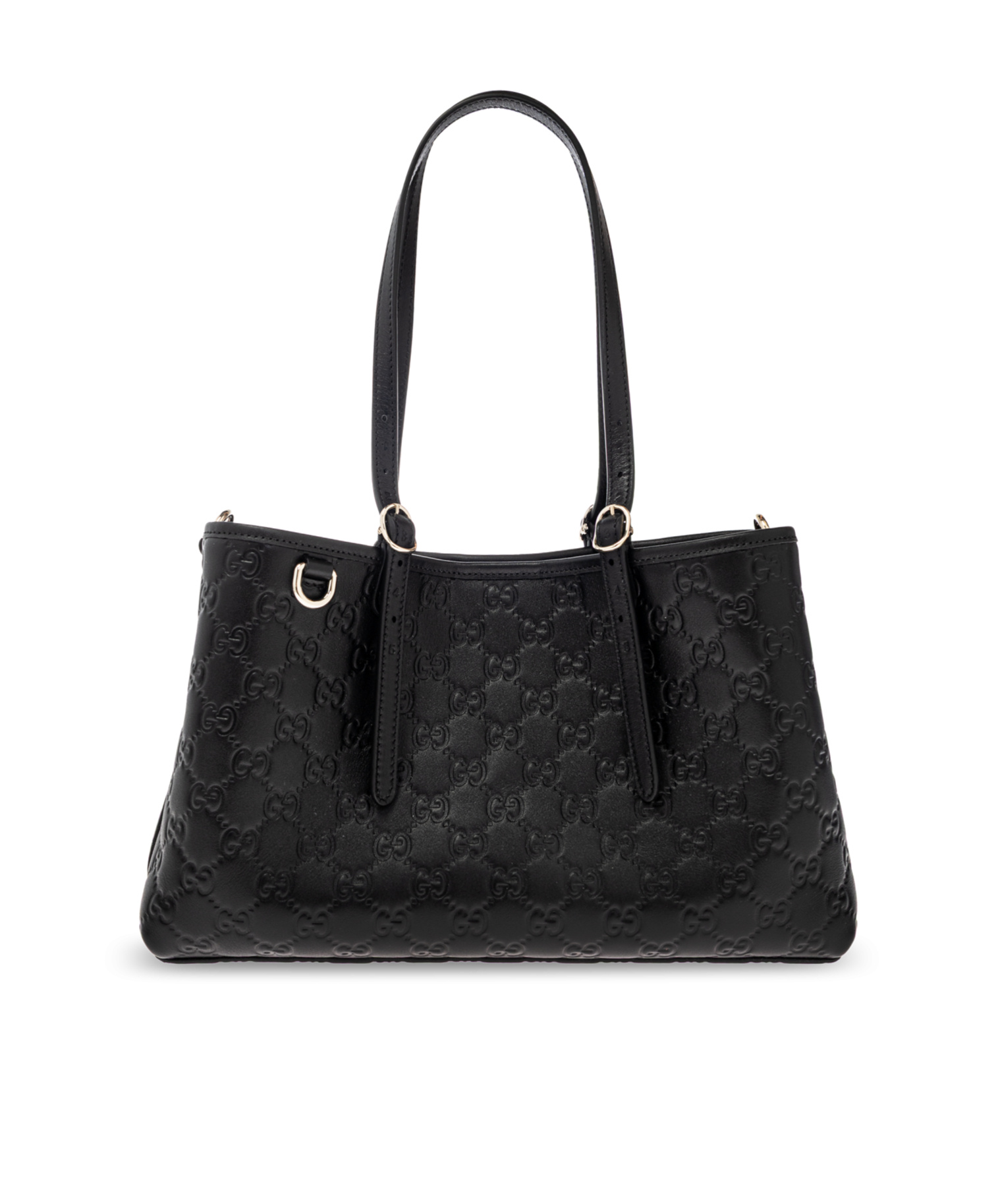 Gucci Women Gg Emblem Leather Shoulder Bag In Black