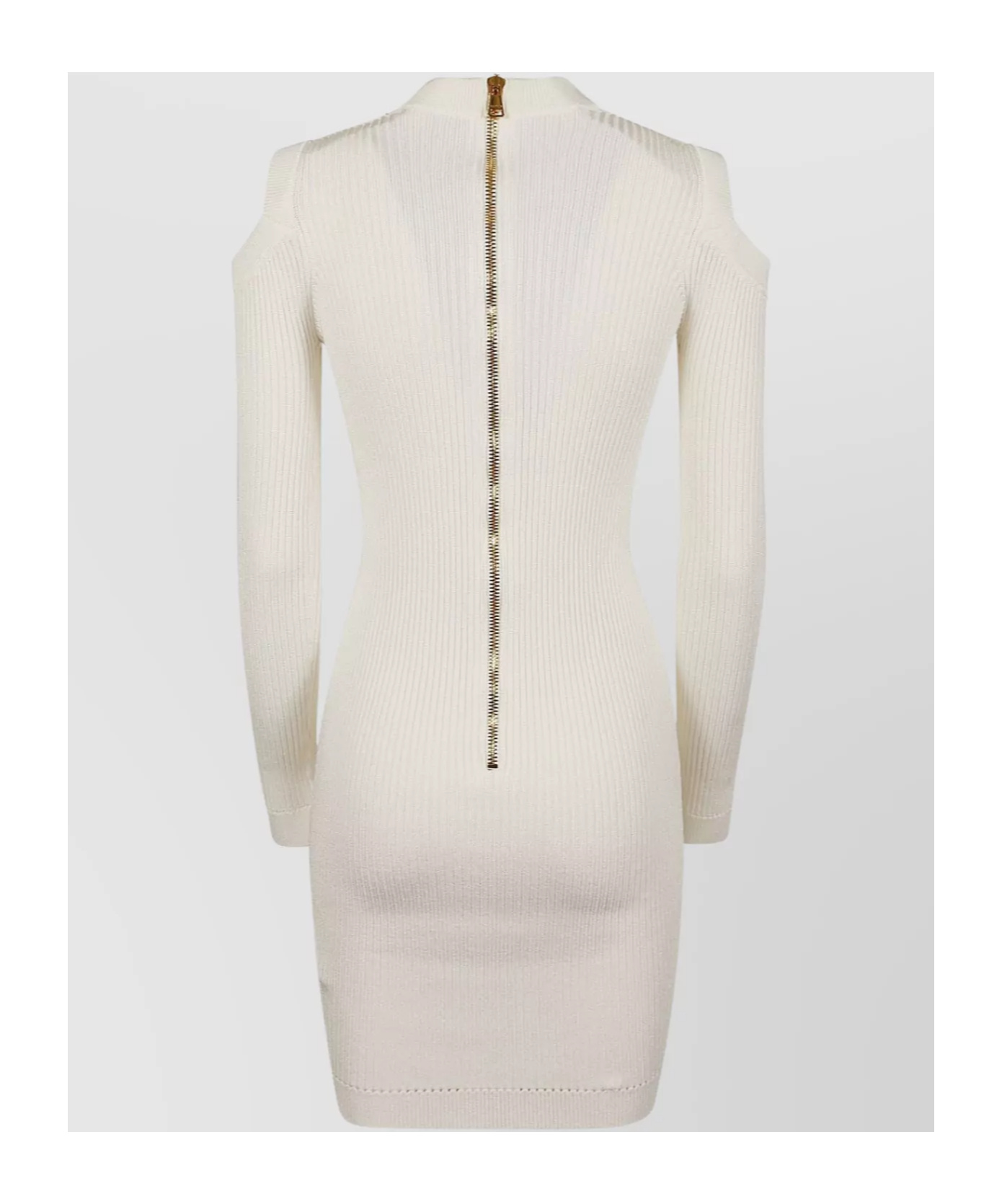 Shop Balmain Ribbed Mini Dress In White
