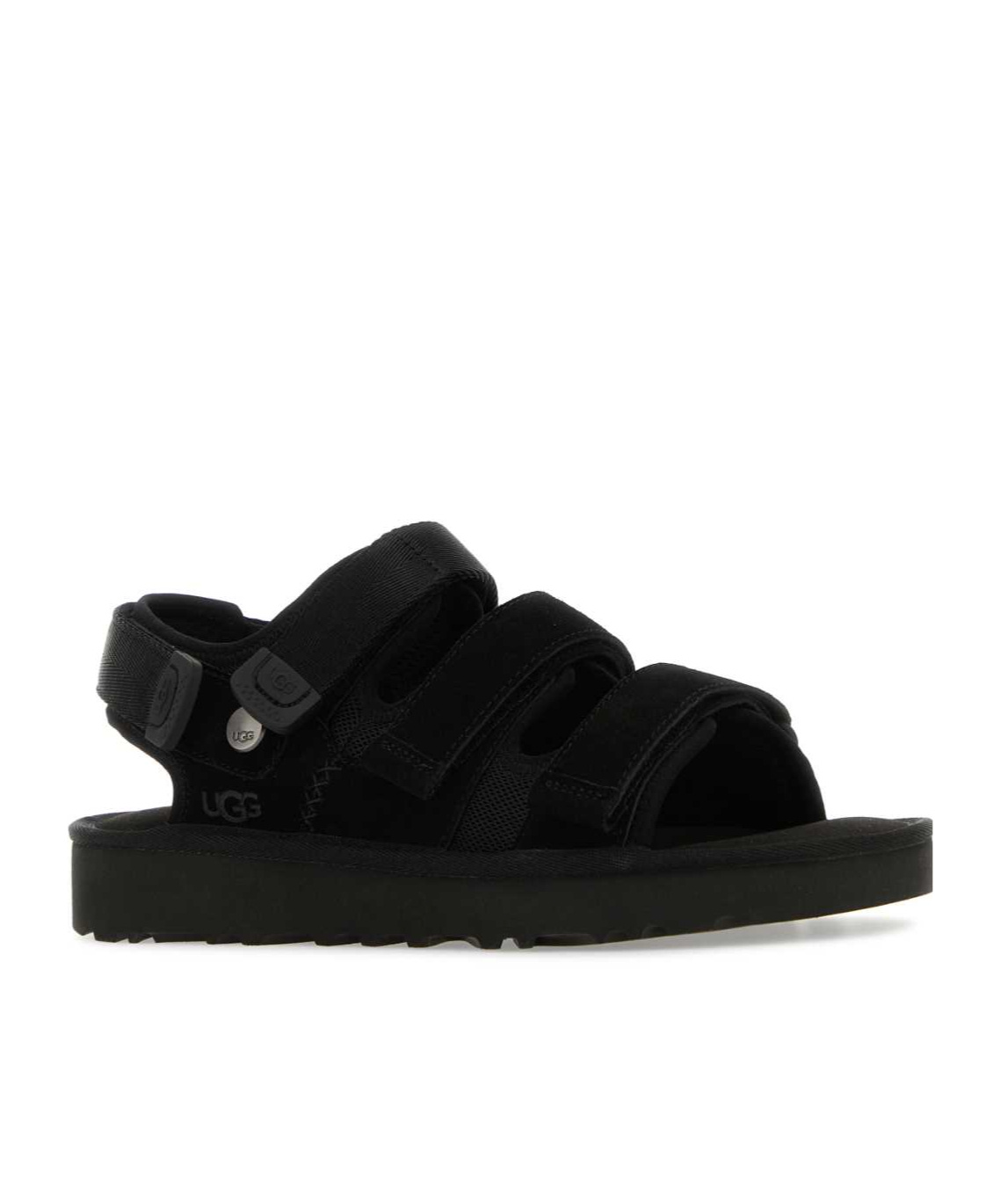 Ugg Mens Black Goldencoast Multi-strap Suede And Mesh-blend Flat Sandals In Black