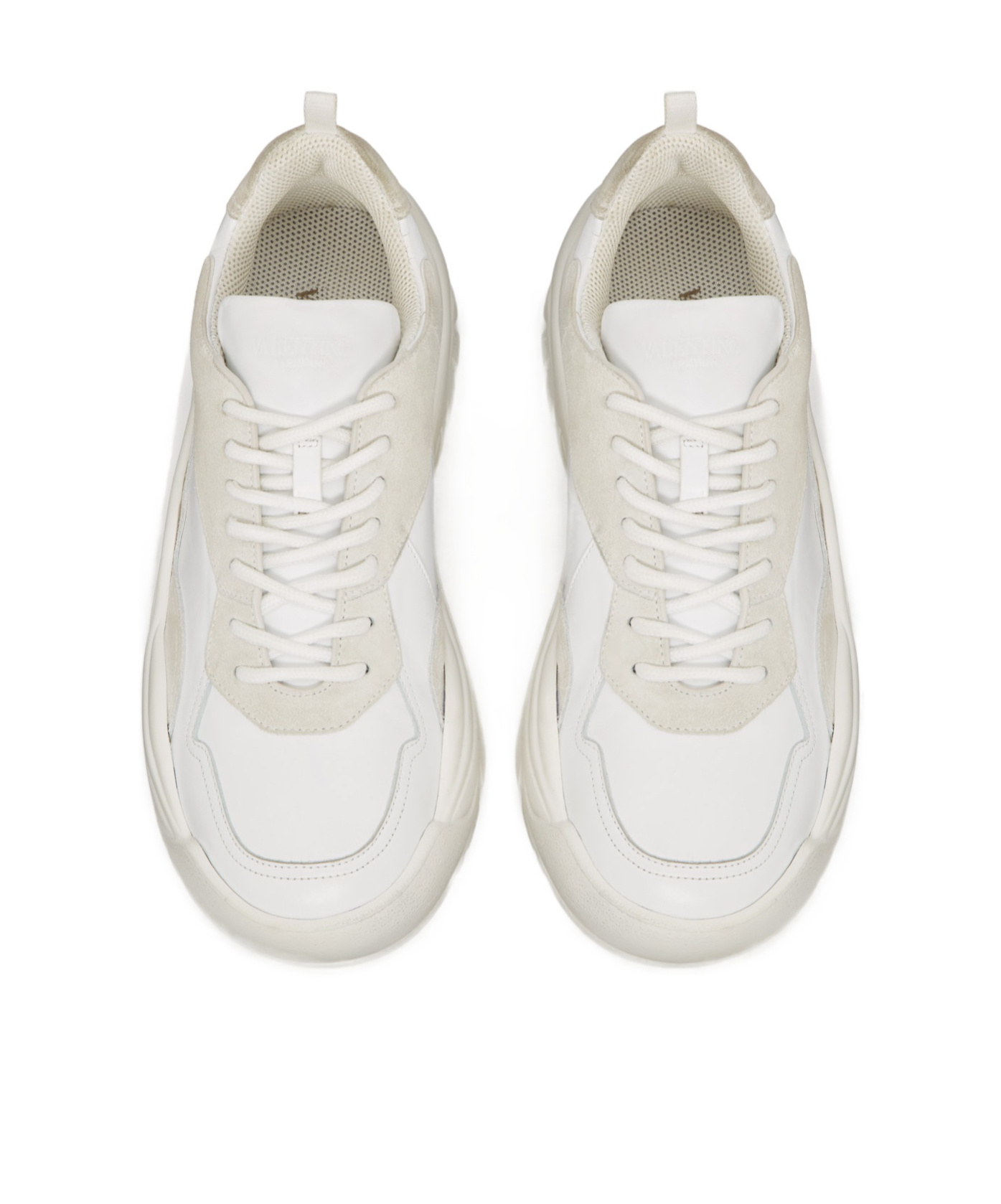 Valentino Two-tone Leather And Suede Gumboy Sneakers In White