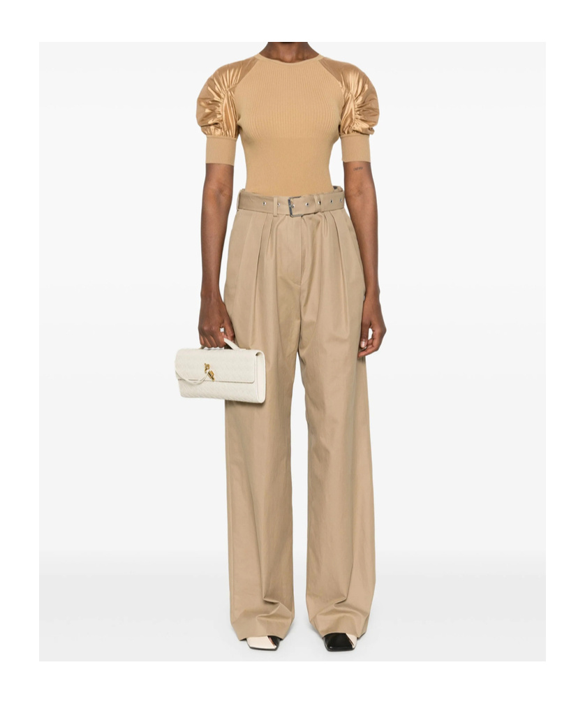 Max Mara Crewneck Knitwear Puff Sleeves In Nude