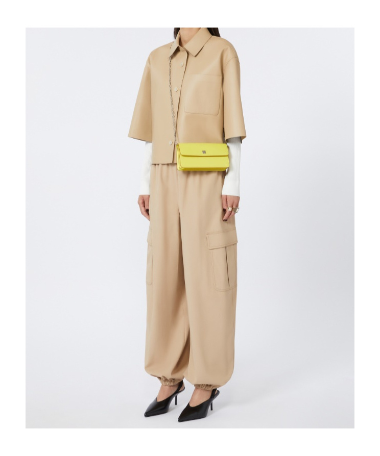 Max Mara Leather Phone Pouch In Yellow