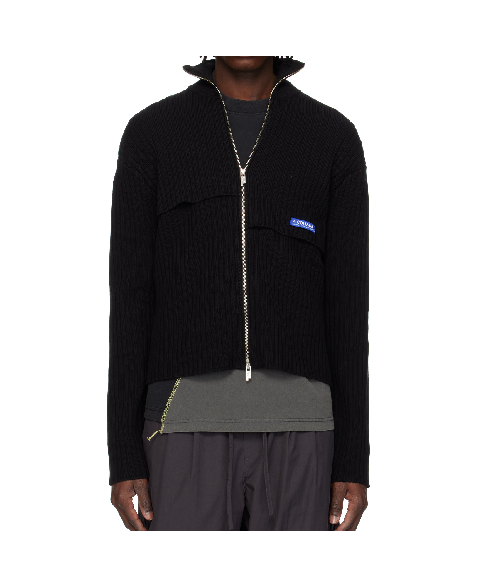 A-cold-wall* Black Panel Knit Jacket In Black