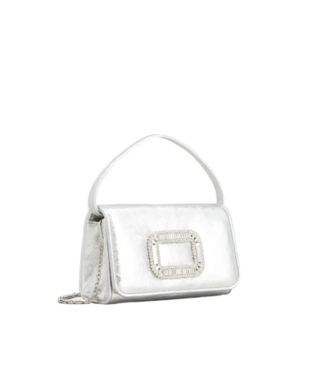 Roger Vivier Micro Pilgrim Bag Chain Strap In White