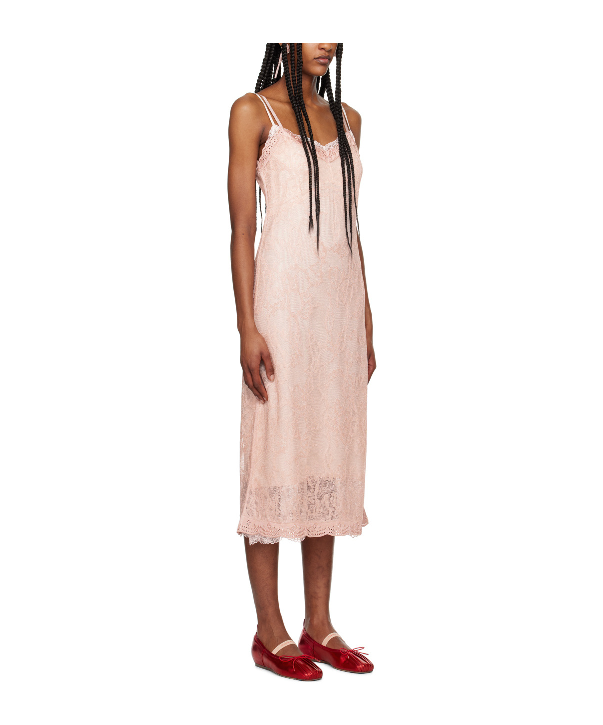 Simone Rocha Floral Suspender Dress In Pink