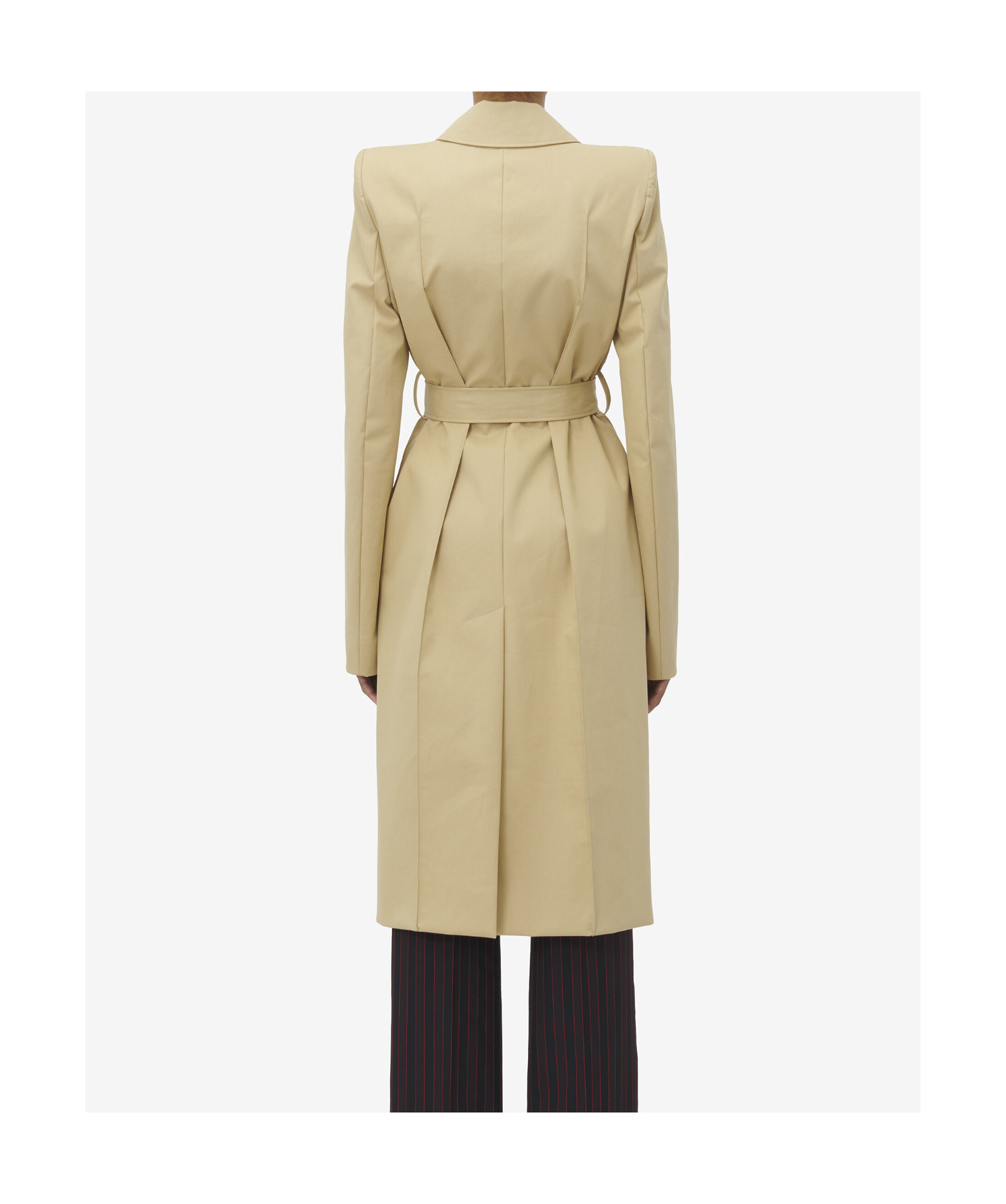 Alexander Mcqueen Belted Trench Coat In Nude