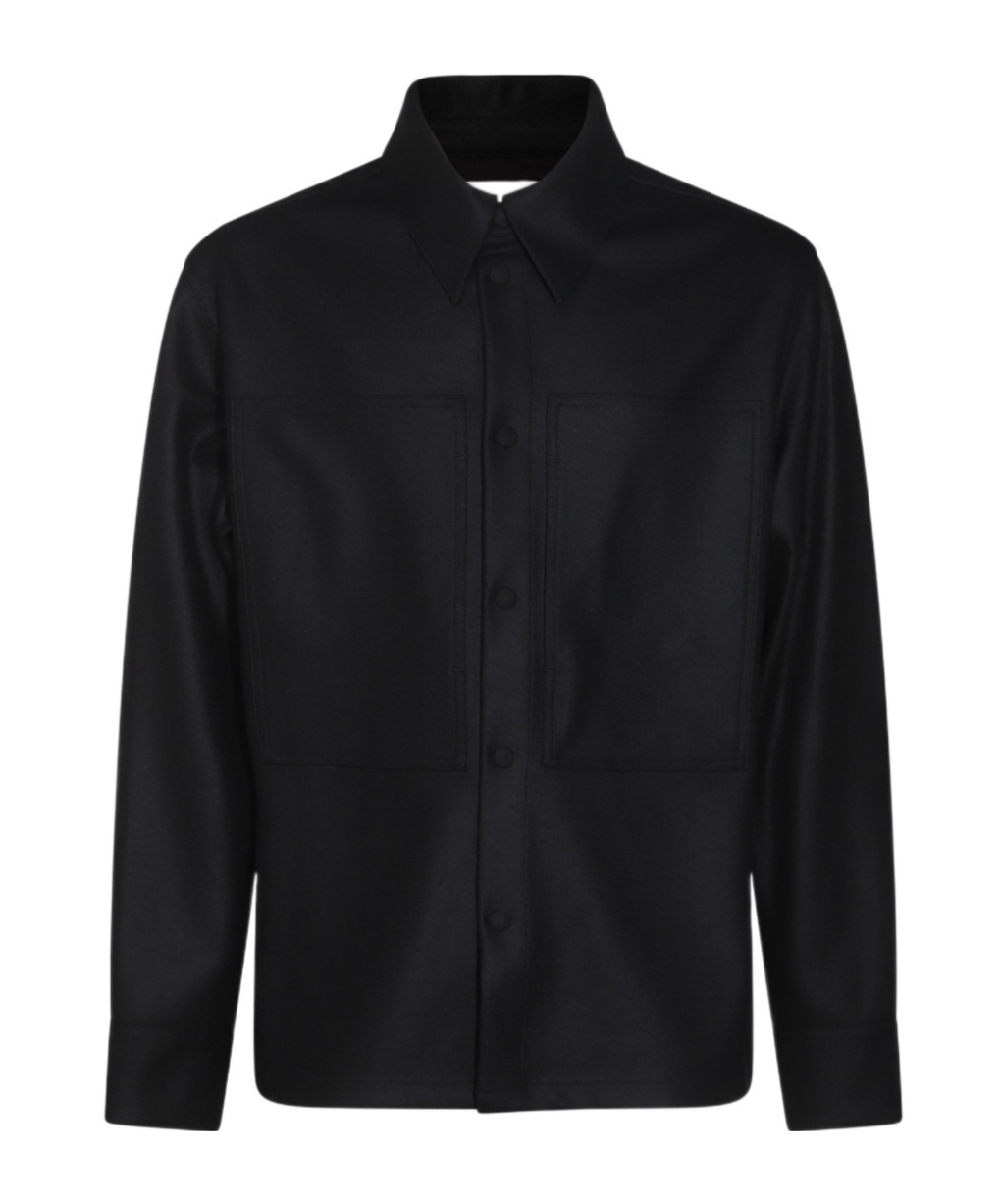 Jil Sander Man Shirt Black Size 42 Wool In Black