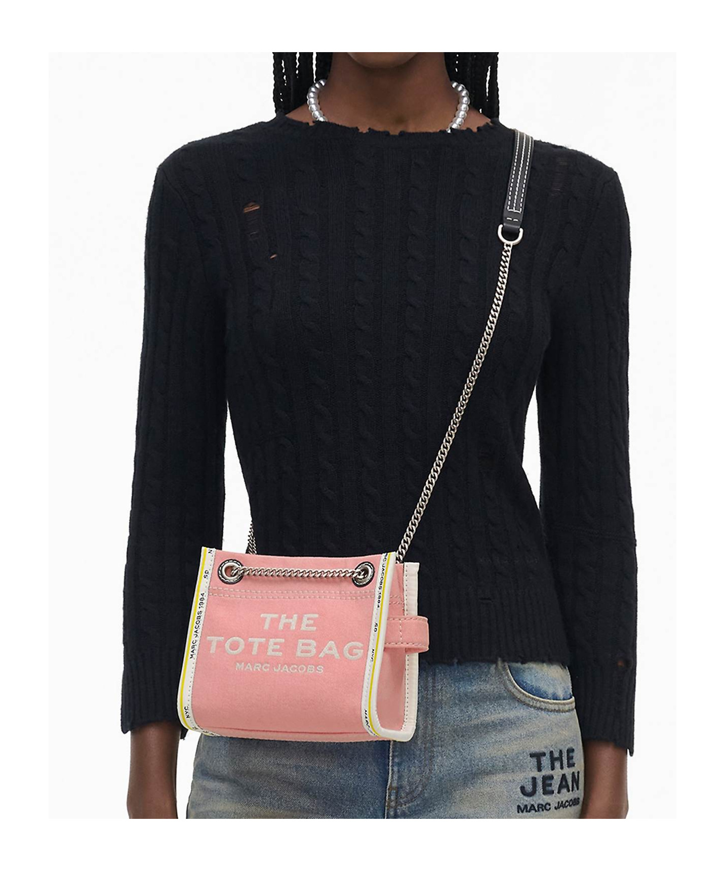 Marc Jacobs The Denim Chain Crossbody Tote Crossbody Bags Pink In Pink