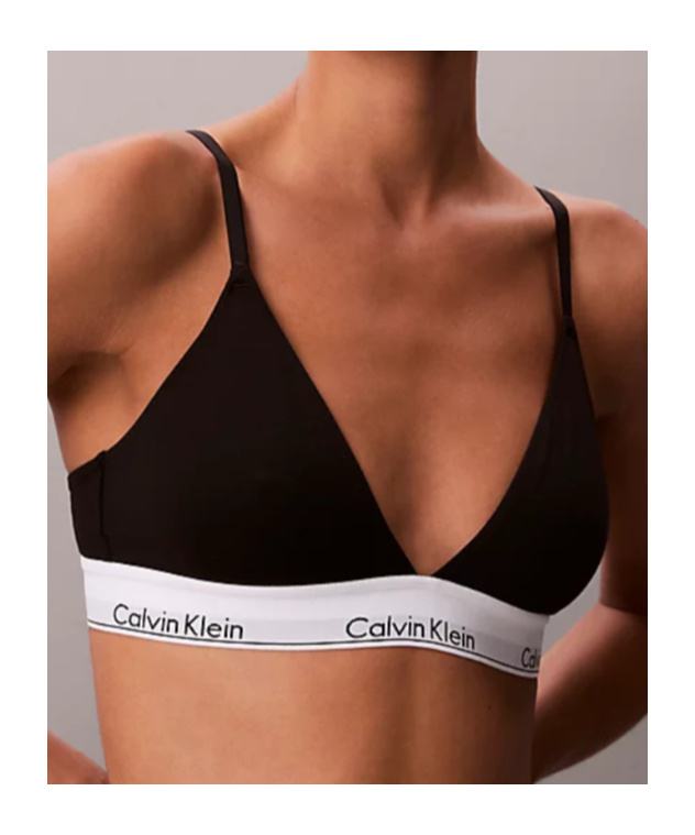 Calvin Klein Lightly Lined Triangle Bralette - Icon Cotton Modal In Black