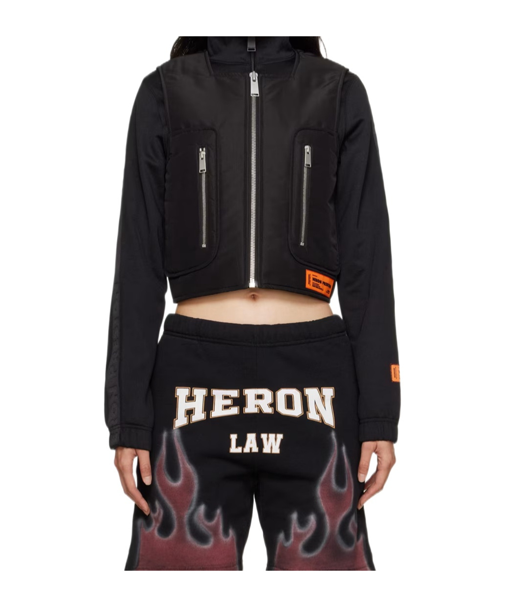 Heron Preston Zipper Vest Style Cotton Jacket In Black
