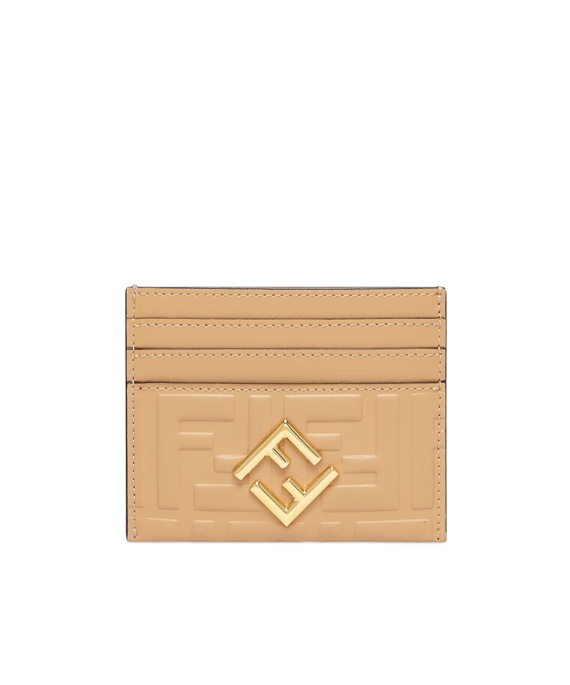 Fendi Card Case Ff Diamonds Porta Carte Piatto In Pelle Ff Marrone Chi In Nude