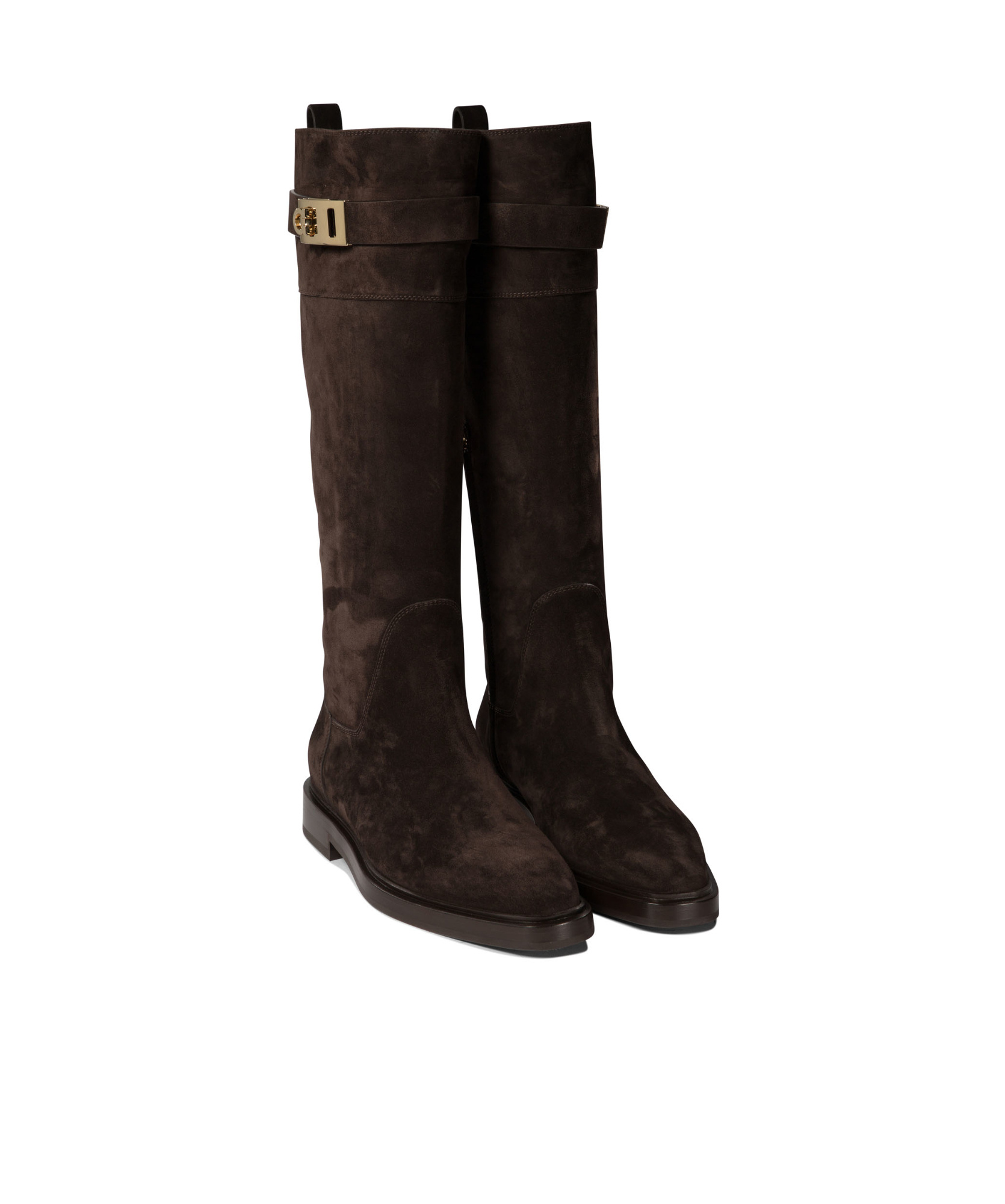 Ferragamo Elegant Roly Riding Boots With Gancini Buckle Detail In Black