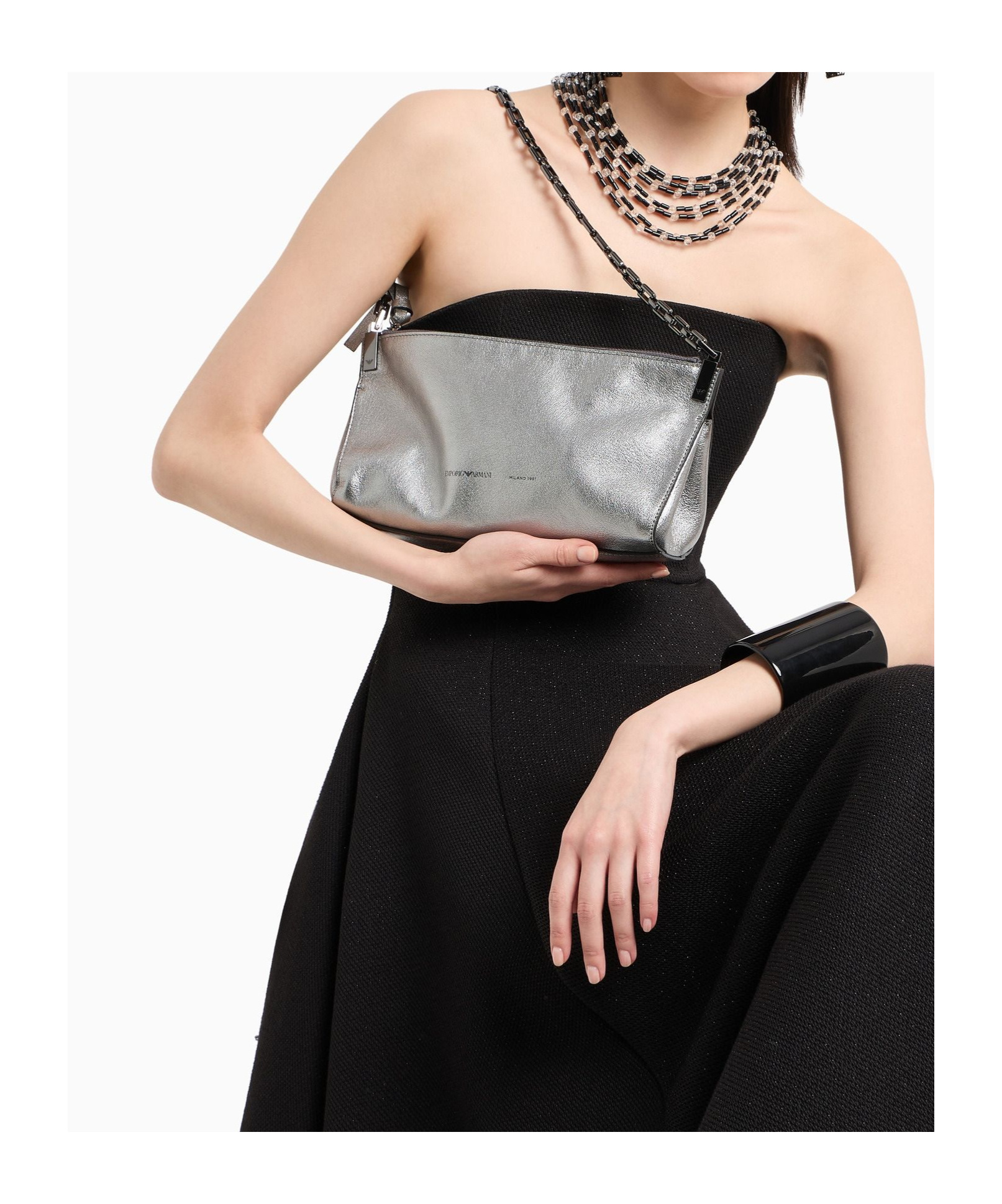 Emporio Armani Chain Shoulder Bag In Gray