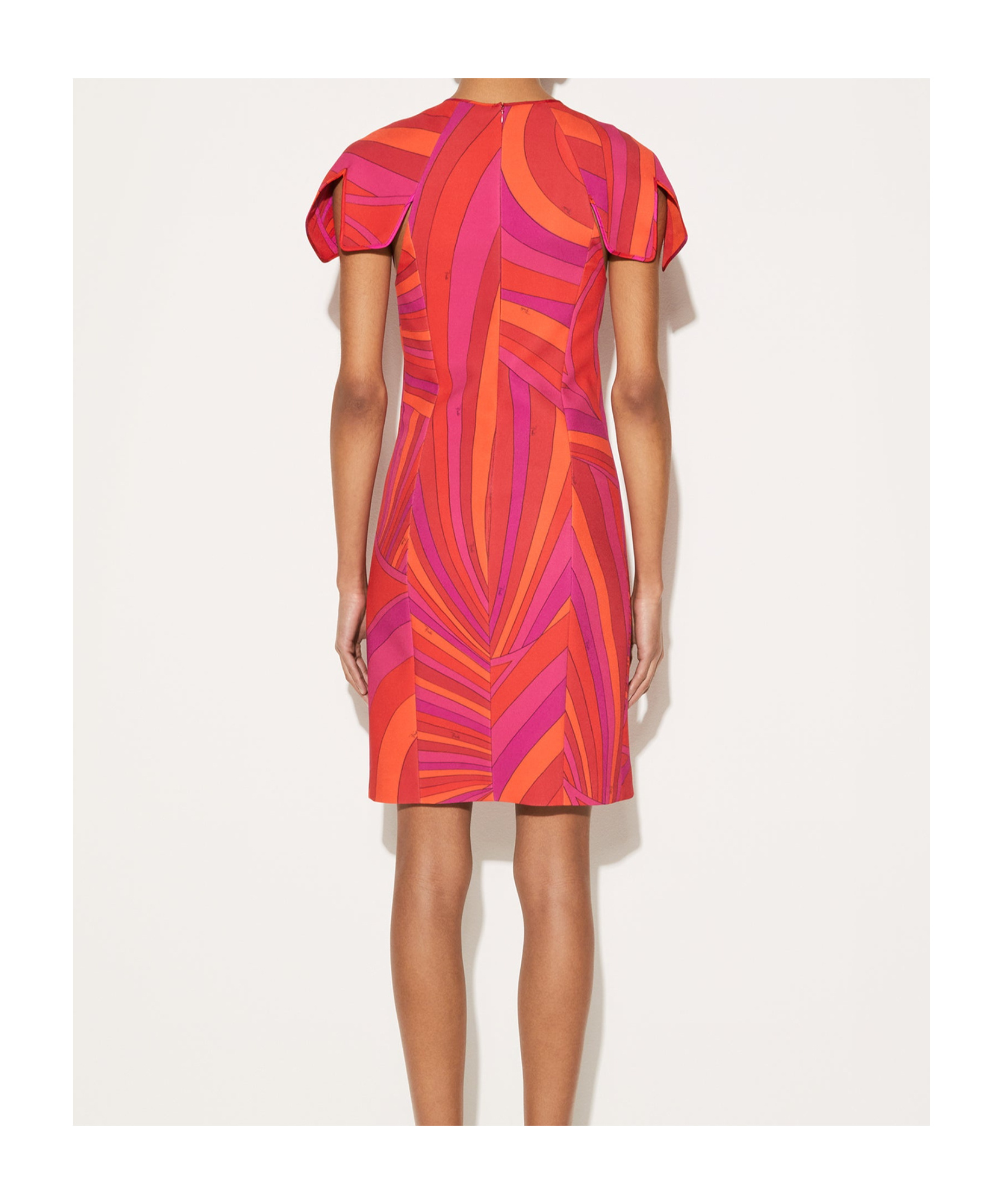 Pucci Round-collar Short-sleeve Dress In Red