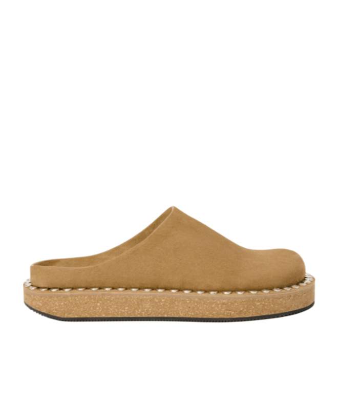 Loewe Rivet Suede Mules In Brown