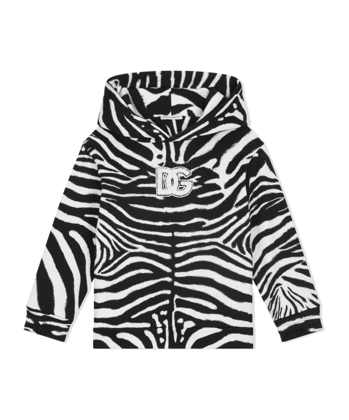 Dolce & Gabbana Zebra-print Cotton Hoodie In Black