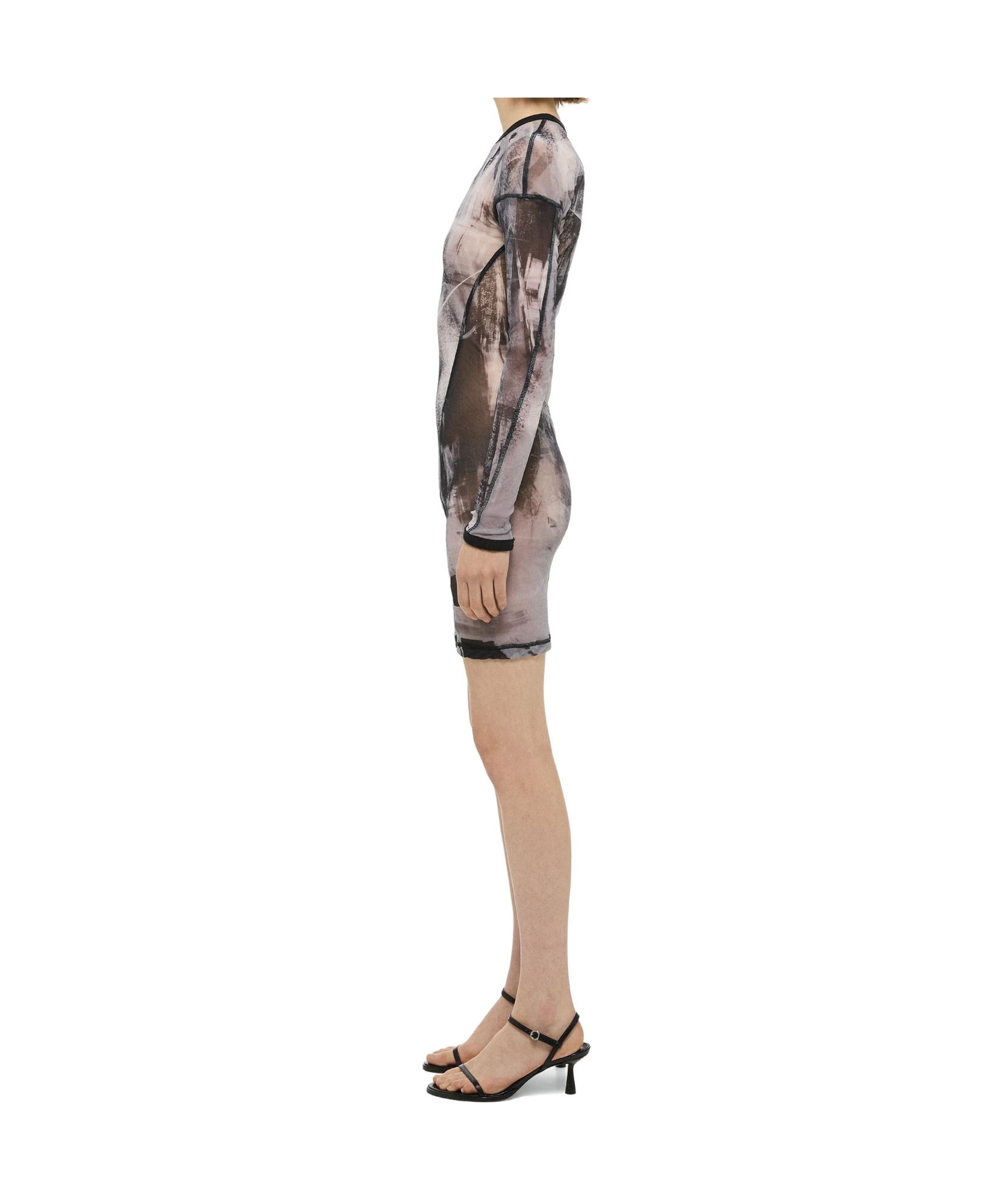 Helmut Lang Scribbe Twisted Dress In Gray