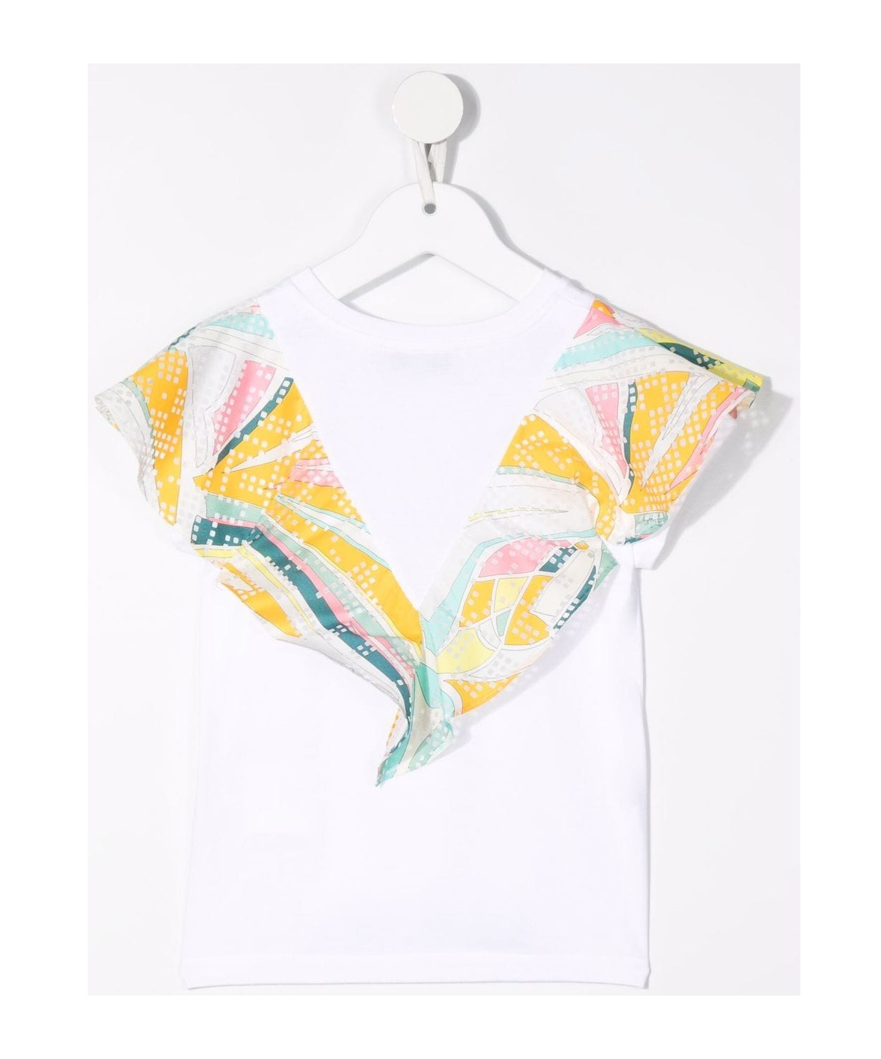 Pucci Scarf Ruffle T-shirt In White