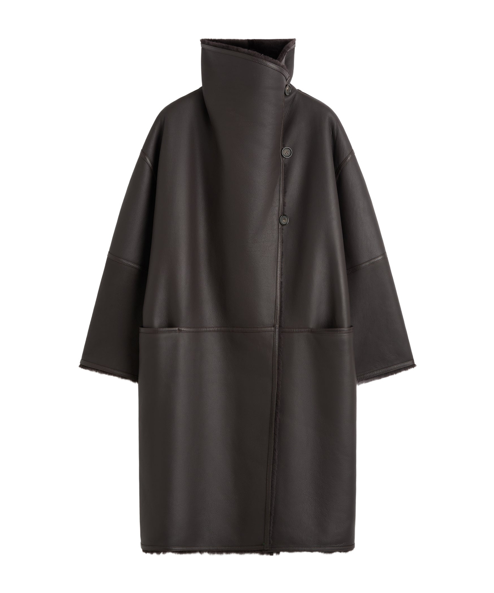 Totême Paneled Shearling Coat In Brown