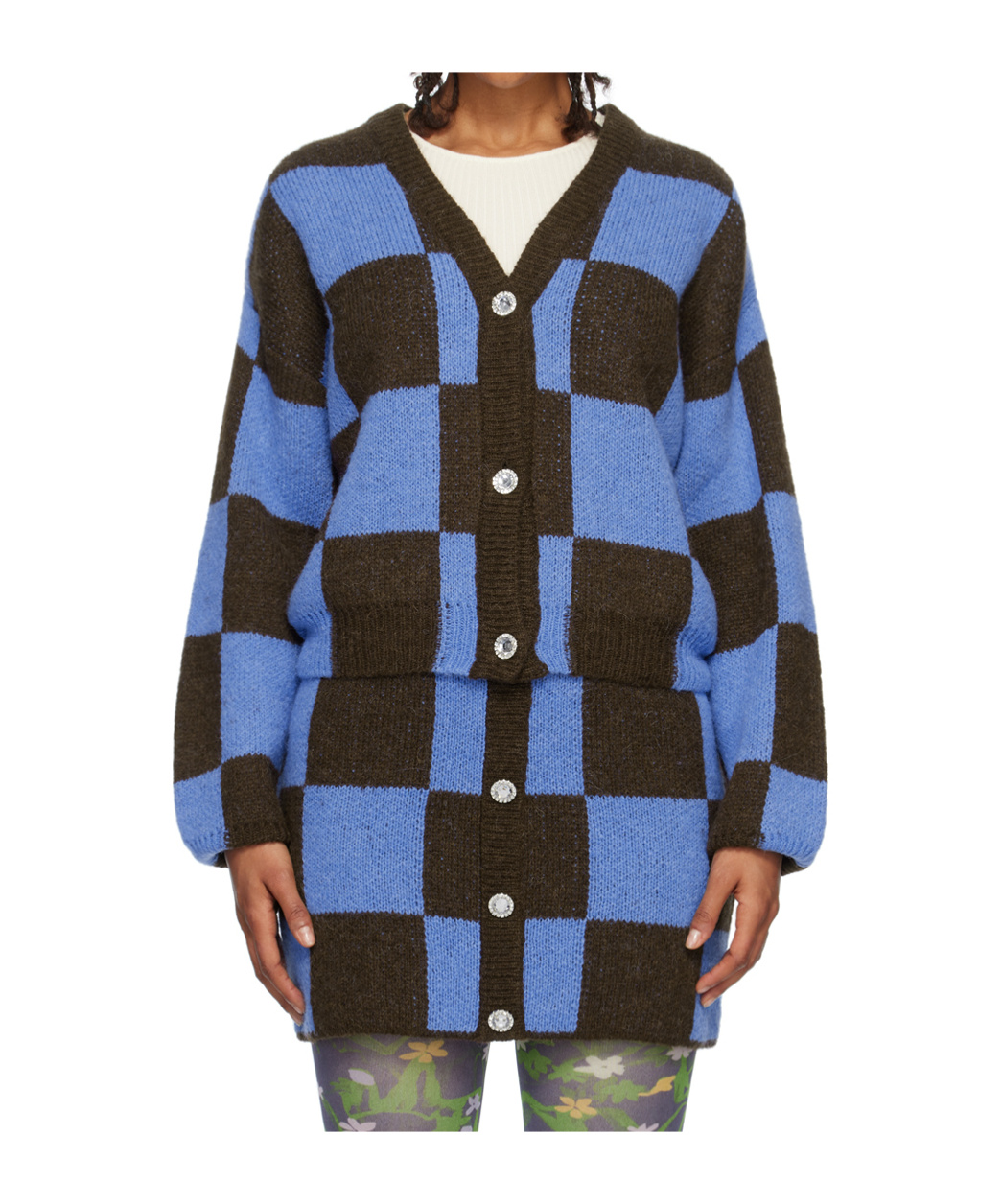 Stine Goya Check-pattern Cardigan In Blue