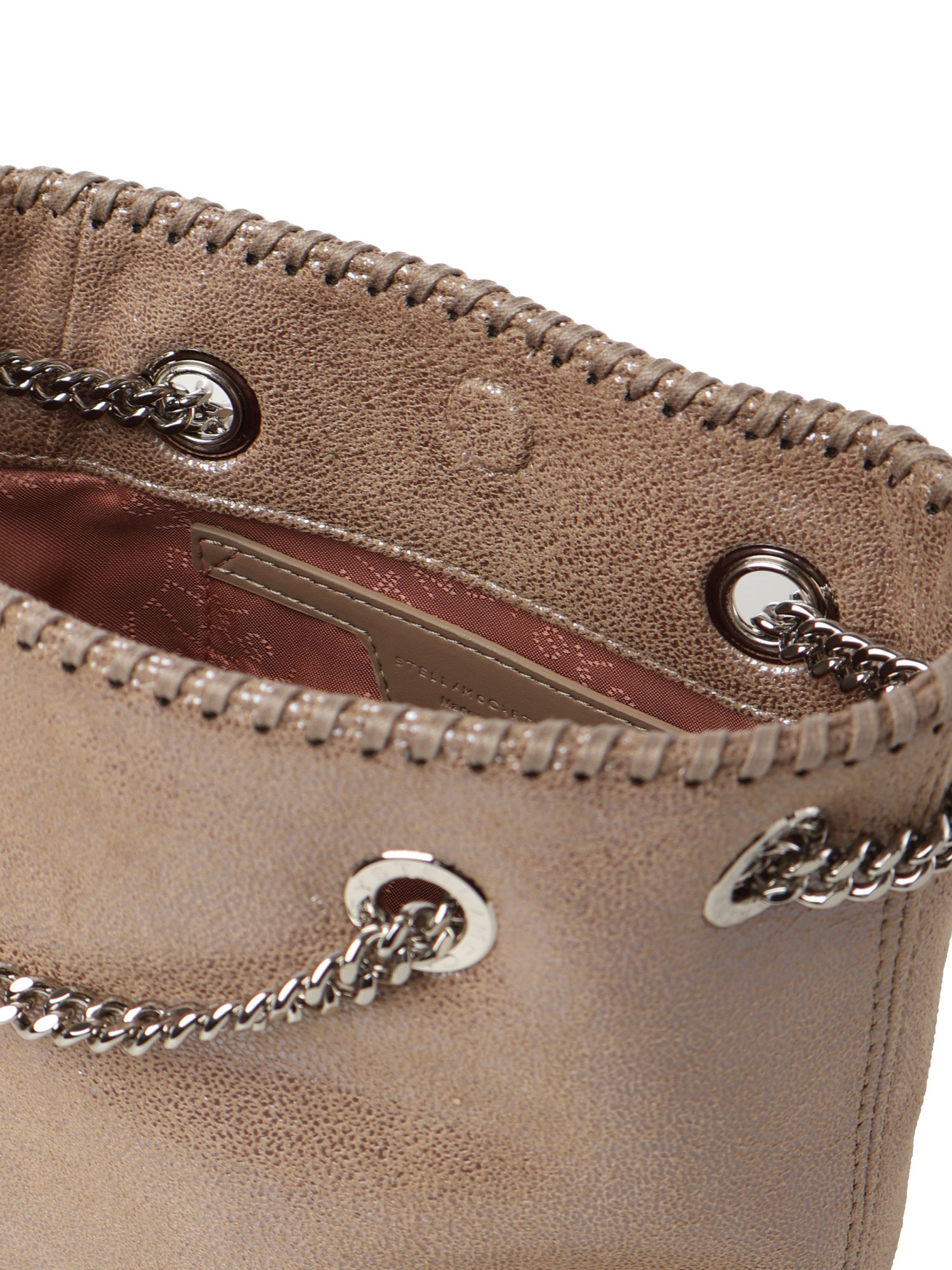 Stella Mccartney Falabella Chain-linked Bucket Bag In Brown