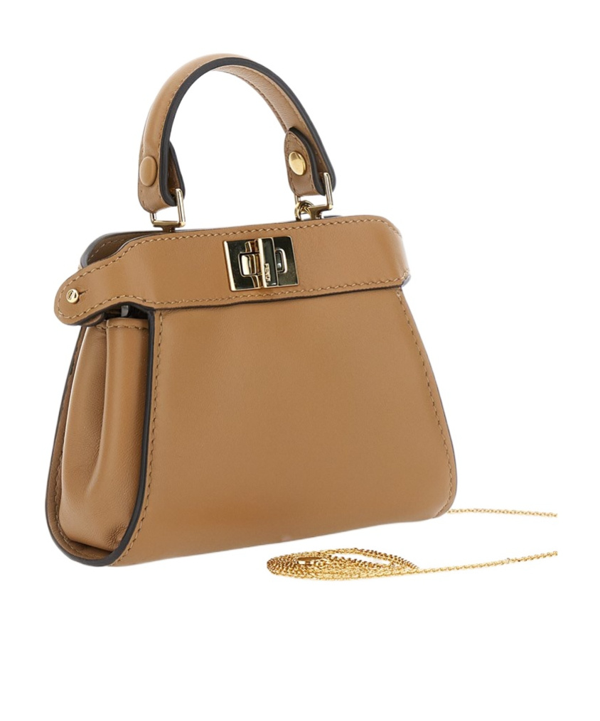 Fendi Peekaboo Nano Leather Mini Bag In Brown