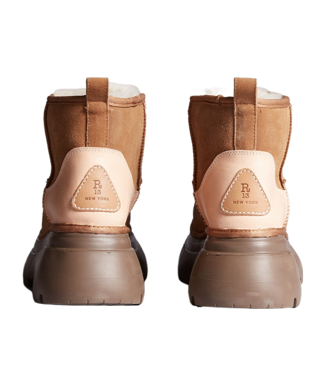 R13 Logo Wool Short Boots In Brown