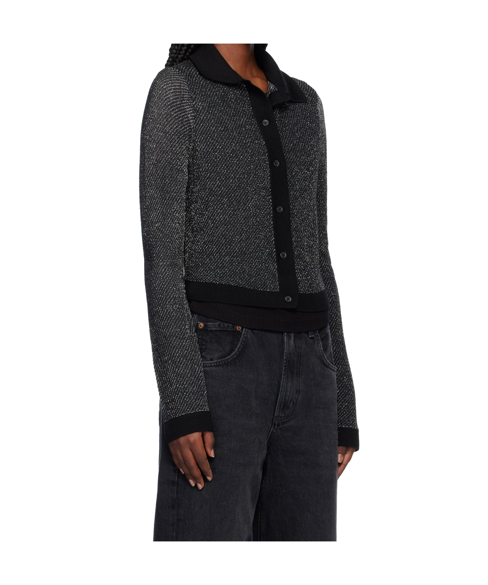Re/done Long-sleeved Cardigan In Black/silver