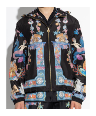 Versace Coral Theatre Hooded Jacket In Black