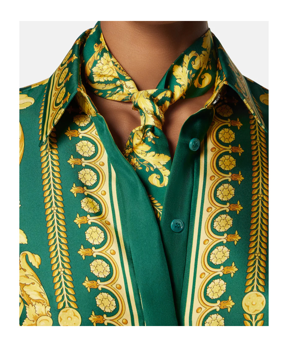 Versace Barocco-printed Skinny Cut Scarf Tie In Multi