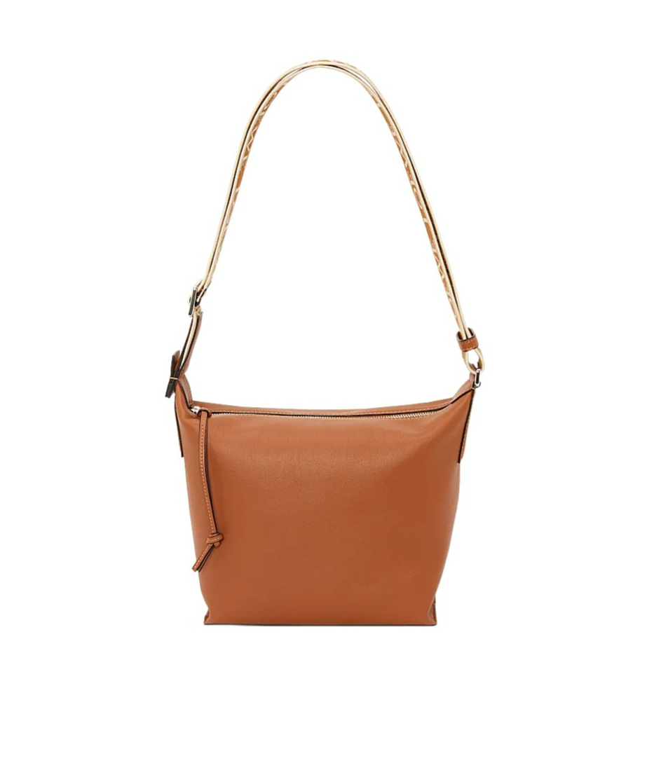 Loewe Small Cubi Leather Shoulder Bag In Brown