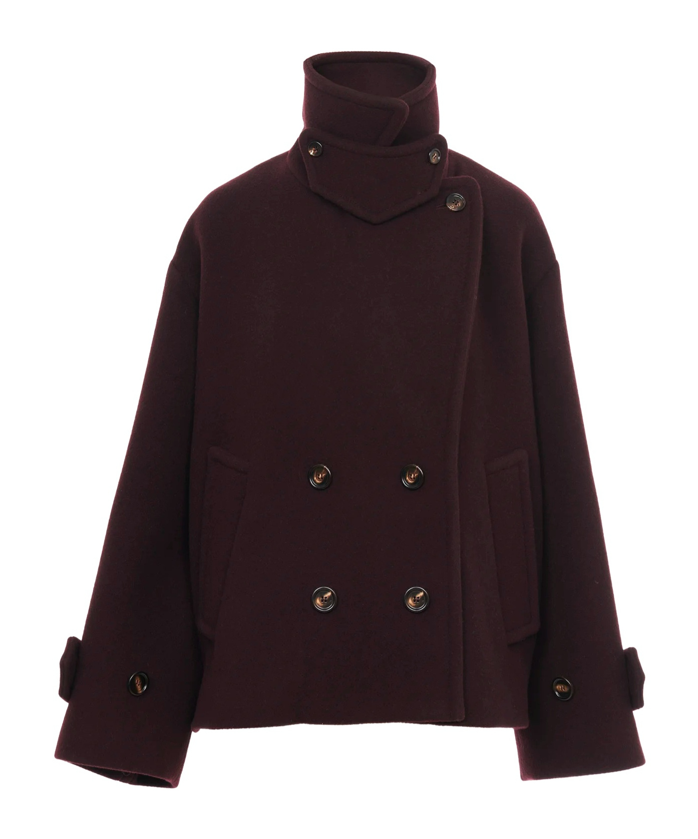 Chloé Oversized Short Coat In Wool In Burgundy