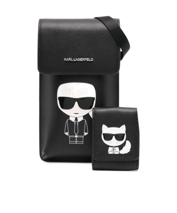 Karl Lagerfeld Logo-patch Shoulder Bag In Black