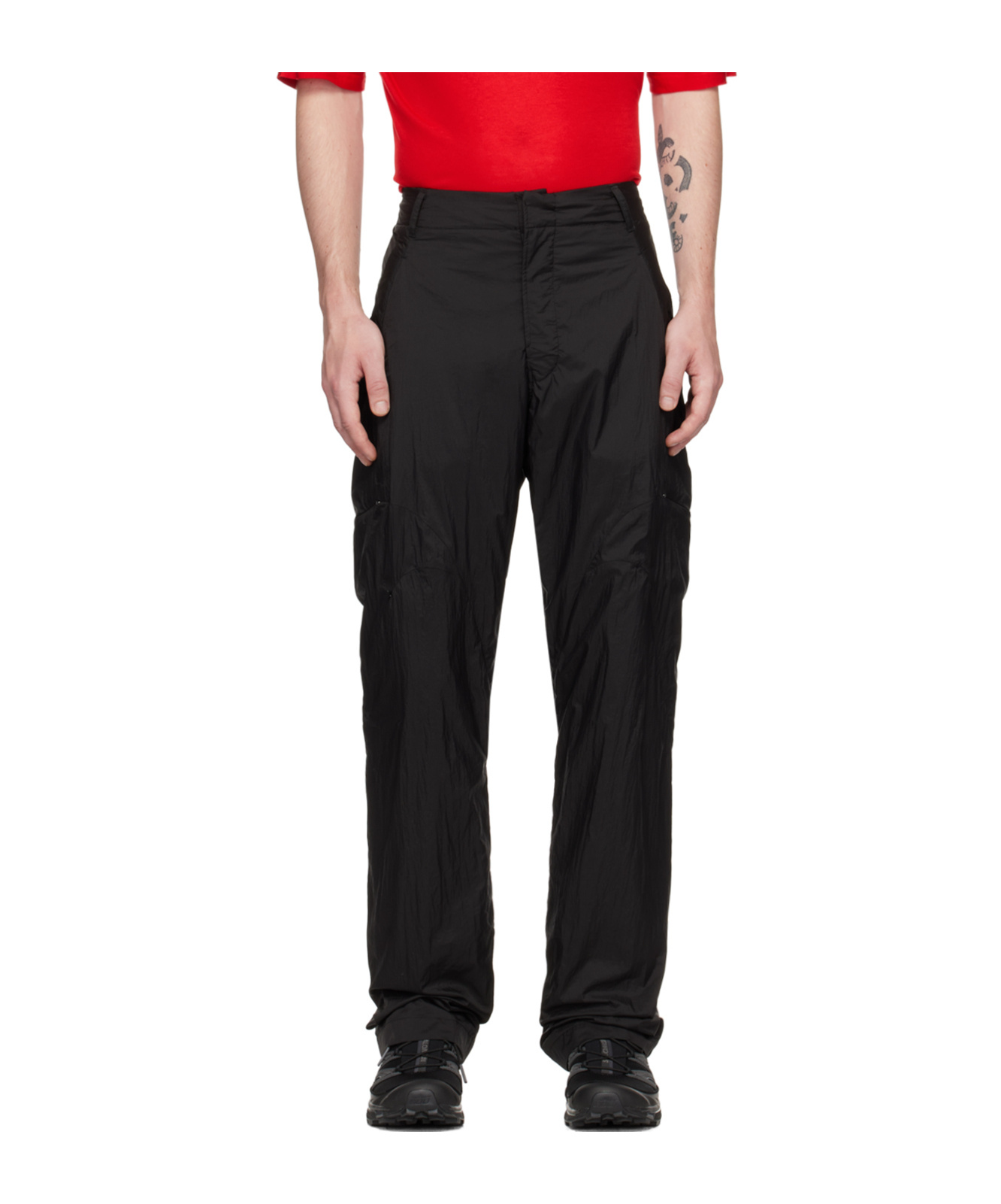 Post Archive Faction (paf) Taffeta Zipper Casual Pants In Black