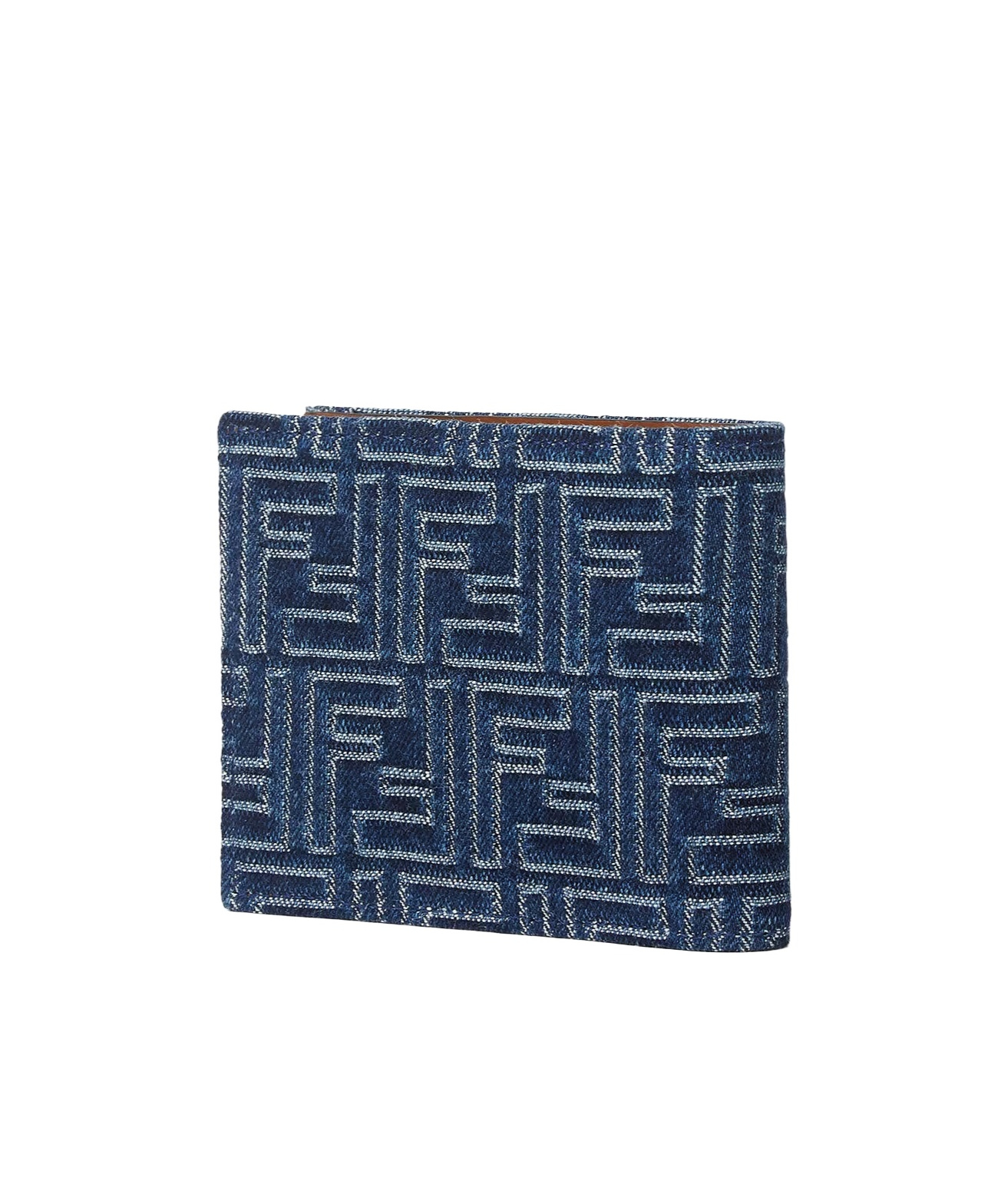 Fendi Denim-effect Ff Jacquard Bi-fold Wallet In Blue