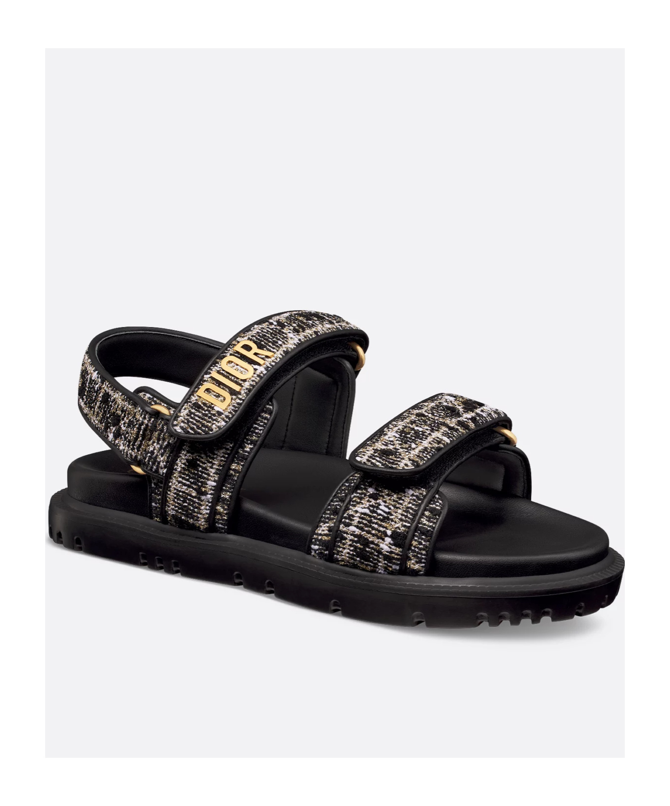 Dior Act Flat Sandals In Black