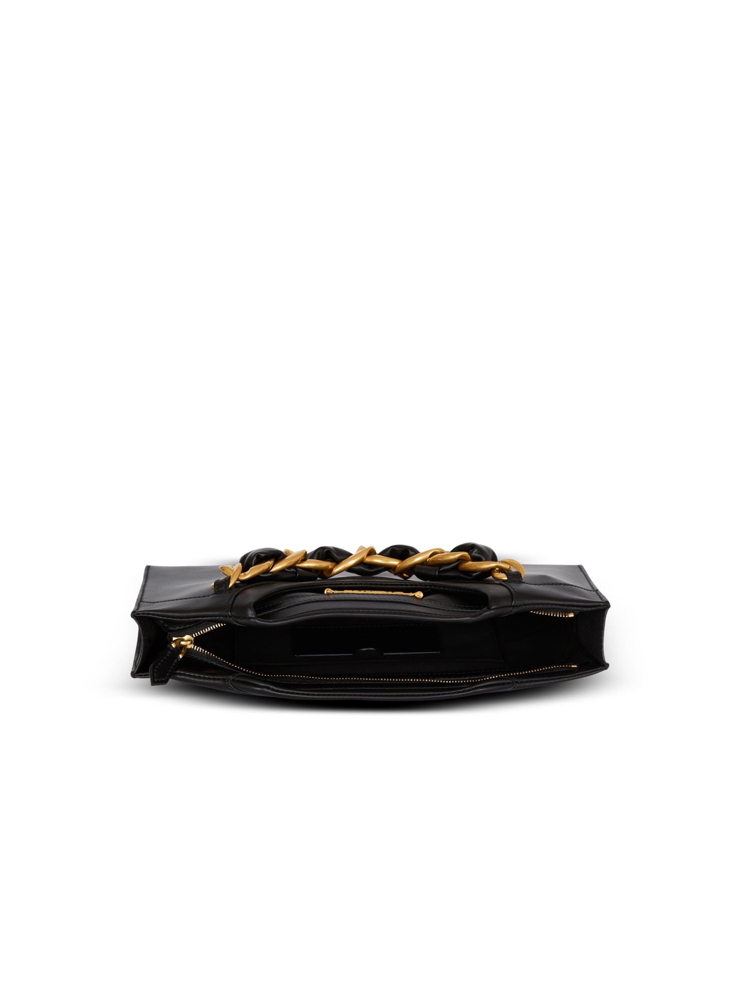 Balmain Round Collar Zipper Clutch In Black