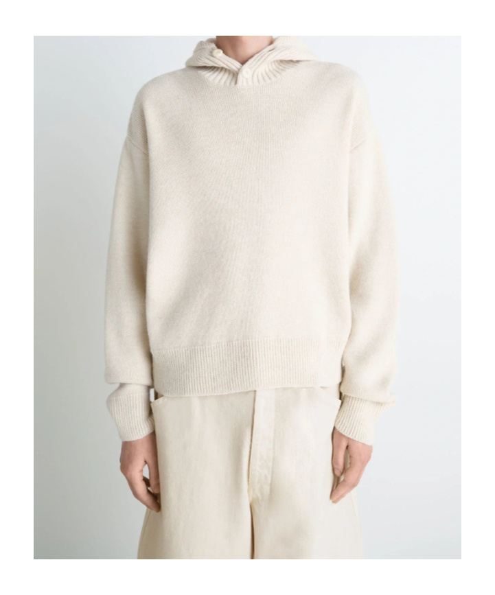 Lemaire Buttoned Ribbed-knit Jumper In Neutral