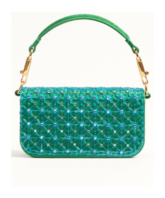 Valentino Embroidery Small Shoulder Bag In Green