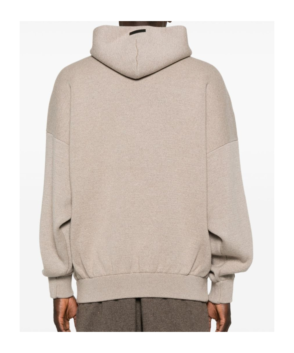 Fear Of God Virgin Wool Hooded Knit Sweater In Neutral