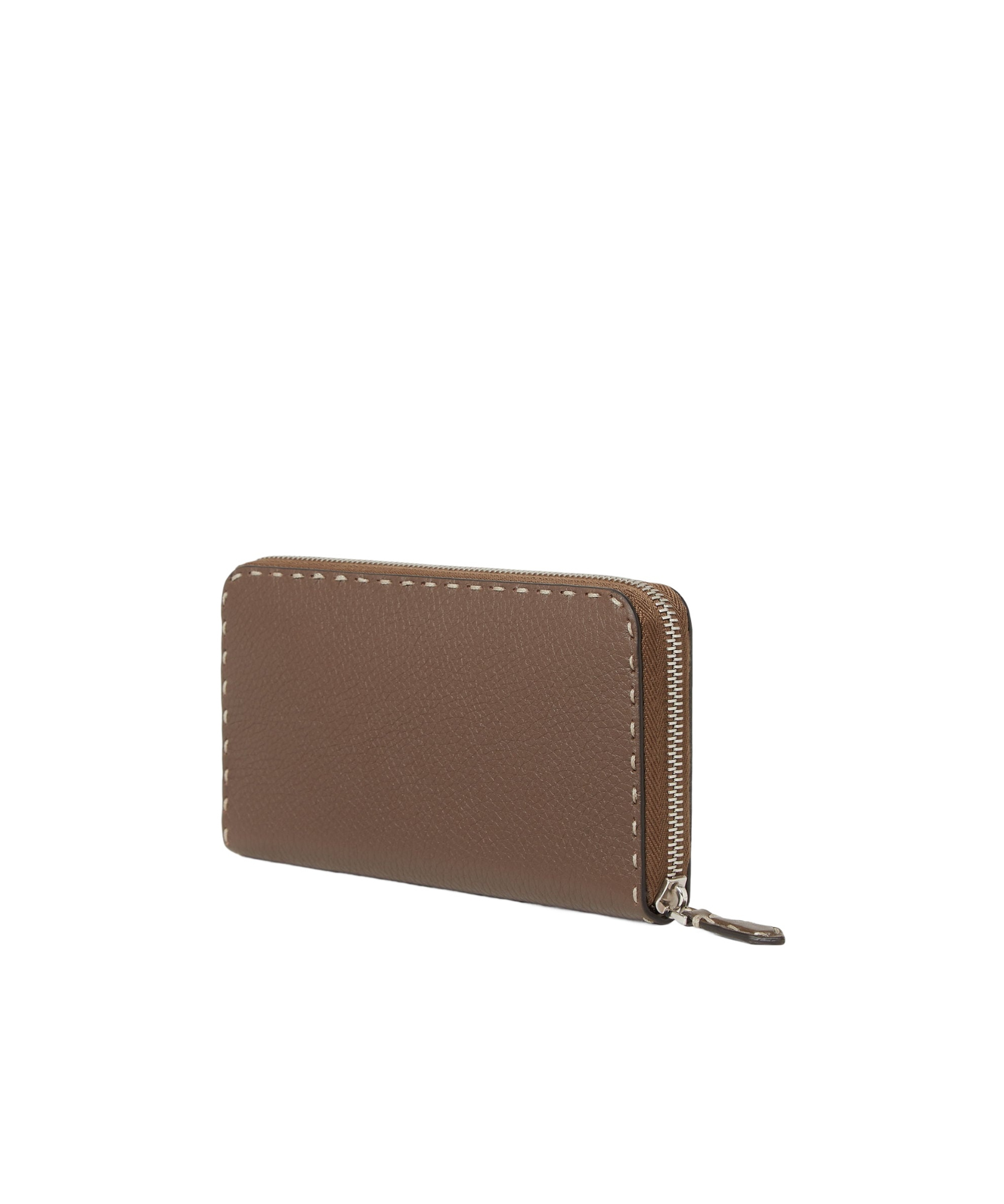 Fendi Brown Selleria Wallet With 164 Hand-sewn Topstitches In Green