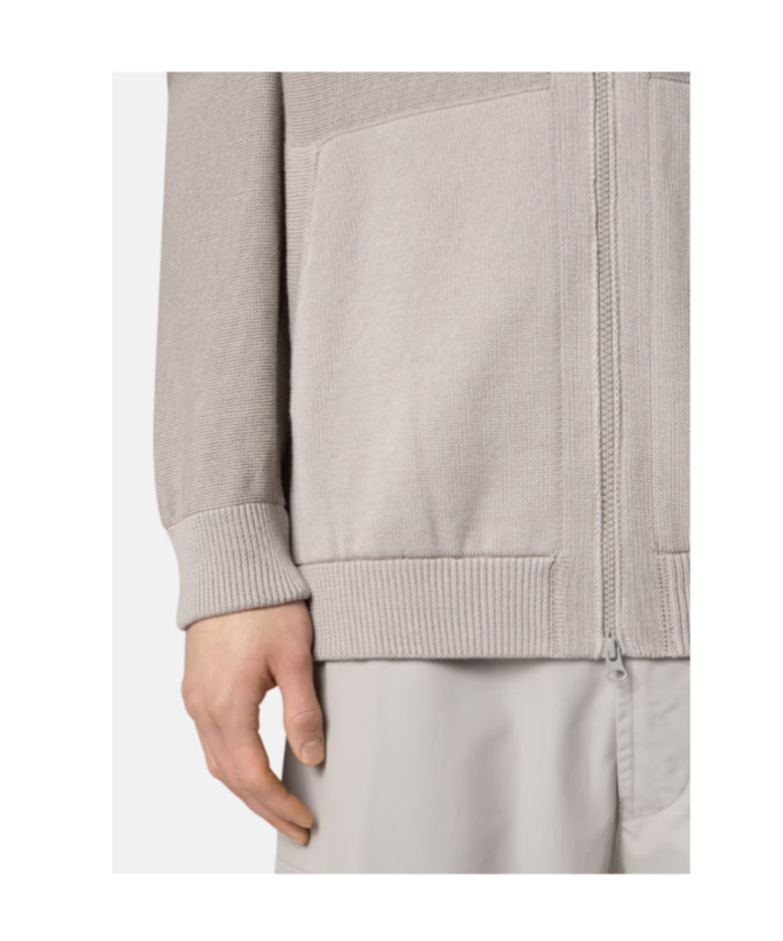 Stone Island Loose Fit Cardigan With Two-way Zip In Gray