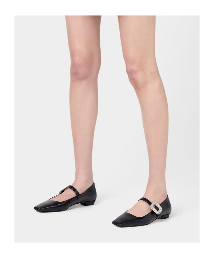 Roger Vivier Crystal Buckle Pointed Toe Strap Shoes