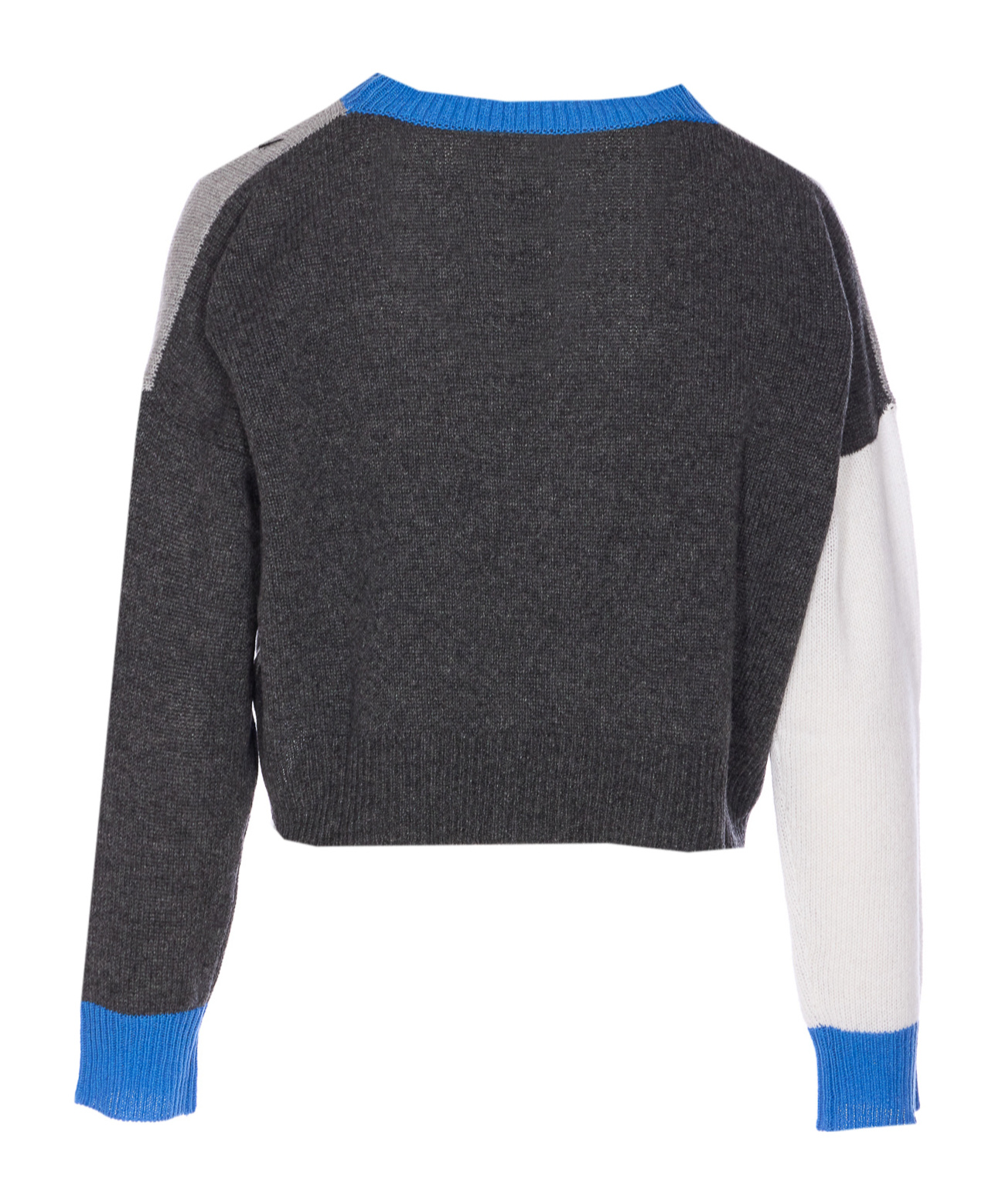 Marni Cropped Color-block Sweater With Round Neckline In Gray