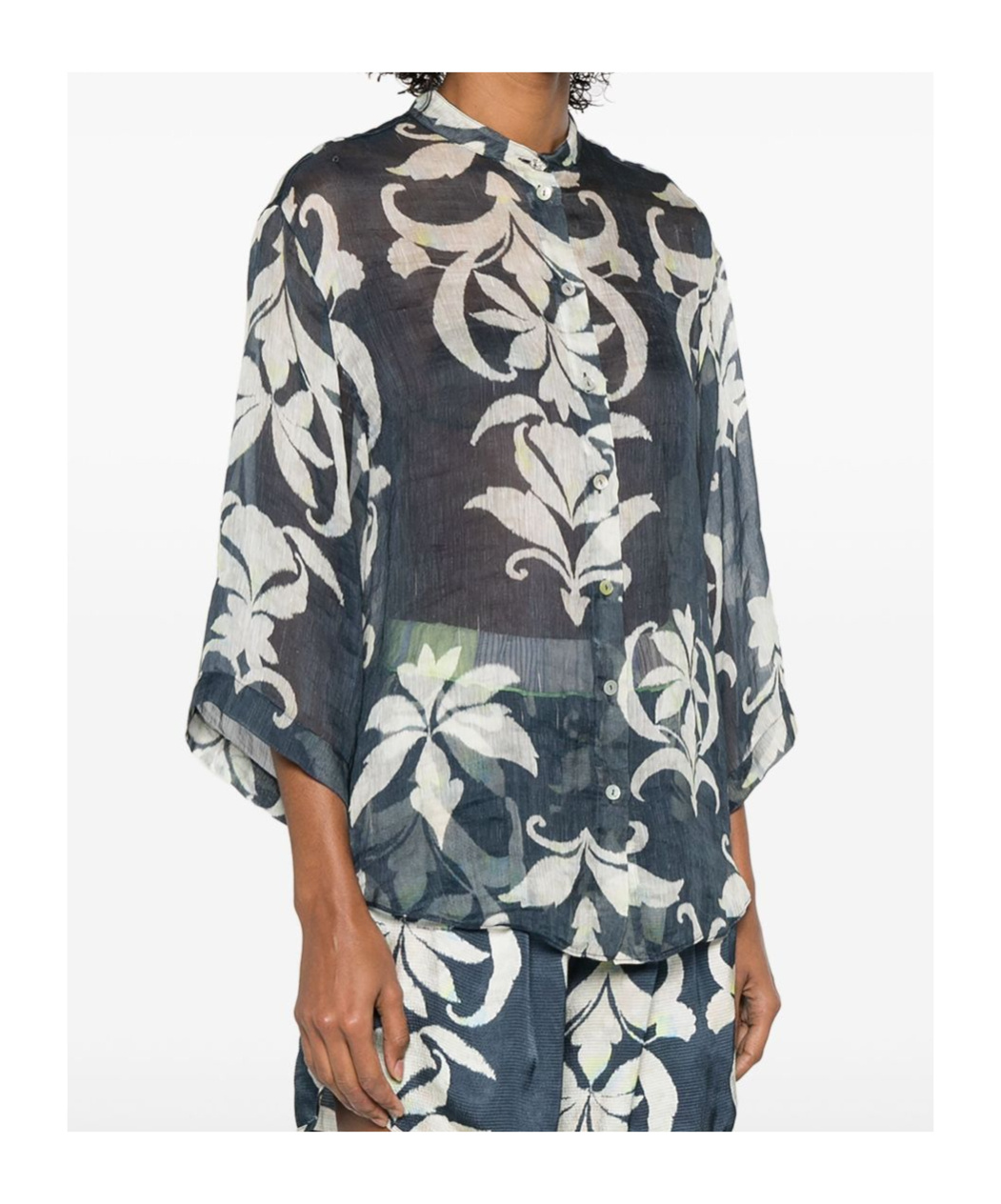 Shop Forte Forte Patterned Button-up Shirt In Blue